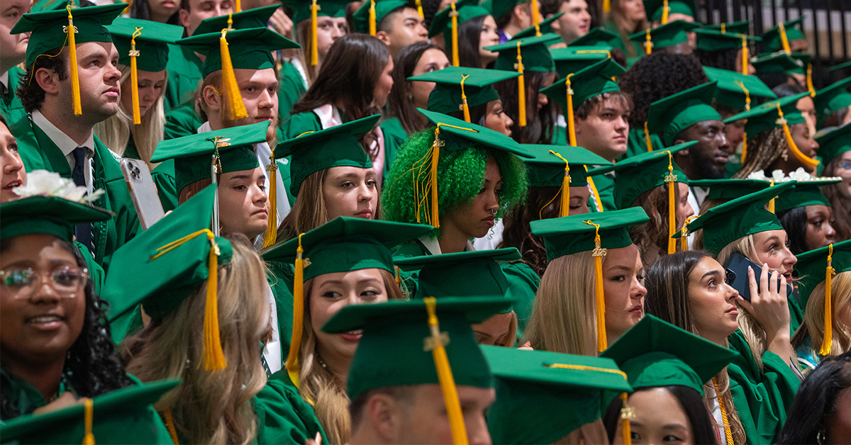 Students at commencement ceremonies at MSU